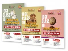 Educart ICSE Class 10 Question Bank 2025 + Solved Paper History | Civics | Geography | English Language for 2024-25 Exams (3 Books)
