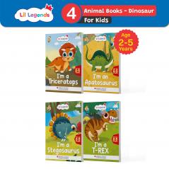 Oswaal Lil Legends Know Me Series - Dinosaurs | I Am An Apatosorrus I Am A Triceratops I Am A Stegosaurus and I Am A T-Rex (Set of 4 Books) | Fascinating Animal Book | Exciting Illustrated Book | For Kids | Age 2+ Years