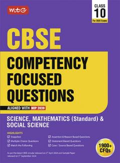 MTG CBSE Competency Focused Questions Class 10 Science Mathematics Standard & SocialScience For 2025 Exam | With Mcqs & Case/Statement Based Questions