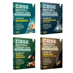 PW CBSE Question and Concept Bank (QCB) Class 10 Science Mathematics (Standard) Social Science and English Language & Literature Combo Set of 4 Books For 2025 Board Exams