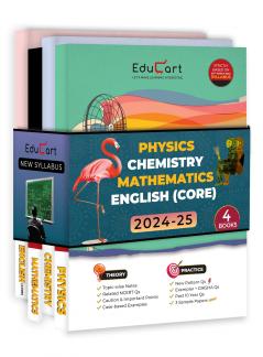 Educart CBSE Class 12 Question Bank PHYSICS CHEMISTRY MATHEMATICS & ENGLISH 2024-25 Bundle (Set of 4 Books) For 2025 Board Exams (As per latest CBSE Syllabus 23 Mar 2024)