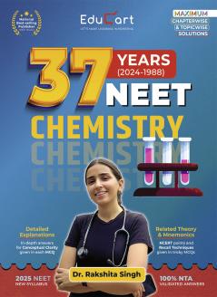Educart NEET 37 Years Chemistry Solved Papers (PYQs) Chapterwise and Topicwise for NEET 2025 Exam