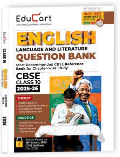 Educart CBSE Question Bank Class 10 English 2025-26 (Introducing Unit Test Worksheets for 2026 Boards Exam)