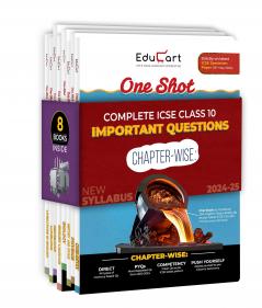 Educart ICSE Class 10 One Shot Question Bank 2024-25 Physics Chemistry Mathematics Biology English Literature & Language Geography History & Civics for 2025 Exam (8 Books Bundle)