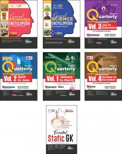 Color Combo (set of 7 Books) General Knowledge & Science Encyclopaedia with Yearly Current Affairs 2024 Quarterly Vol 1 to 4 & Free Static GK for Competitive Exams 2nd Edition
