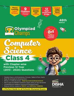 Disha Olympiad Champs Cyber(Computer) Class 4 with Chapter-wise Previous 12 Year (2013 - 2024) Questions 4th Edition | Computer Science | Complete Olympiad Guide with Theory PYQs & Practice Exercise | SOF NCO |