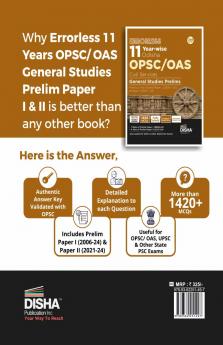 Errorless 11 Year-wise Odisha OPSC/ OAS Civil Services General Studies Prelims Previous Year Solved Paper 1 (2006 - 24) & Paper 2 (2020 - 24) 3rd Edition | PYQs Question Ban