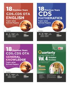 Combo (set of 4 Books) 18 Topic-wise CDS Mathematics English & General Knowledge Previous Year Solved Papers (2007 - 2024) Phase I & II with Free Quarterly Magazine Issue - 3rd Edition