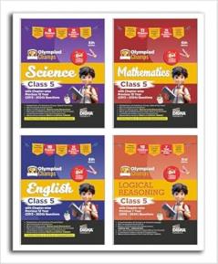 Disha Combo Class 5 (set of 4 books) Olympiad Champs Science Mathematics English & Logical Reasoning with Chapter-wise Previous 12 Year (2013 - 2024) Questions