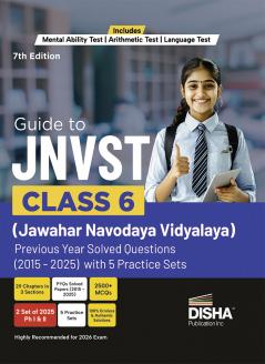 Disha Guide to JNVST Class 6 with 5 Practice Sets| Jawahar Navodaya Vidyalaya Selection Test | Previous Year Solved Questions (2015 - 25 PYQ) | Navodaya Entrance Exam 2026