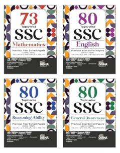 Combo (set of 4 Books) 80 Topic-wise 2025 - 2010 SSC Mathematics English Reasoning & General Awareness Solved Papers - CGL (Tier I & II) CHSL (Tier I & II) MTS CPO & Stenographer 7th Edition