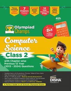 Disha Olympiad Champs C yber Class 2 with Chapter-wise Previous 12 Year (2013 - 2024) Questions 4th Edition | Computer Science| Complete Prep Guide with Theory PYQs & Practice Exercise |SOF NCO |