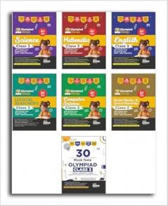 Combo Class 3 (set of 7 books) Olympiad Champs Science Mathematics English Logical Reasoning Computer Science (Cyber) & GK with Previous Year Questions & 30 Mock Tests 4th Edition