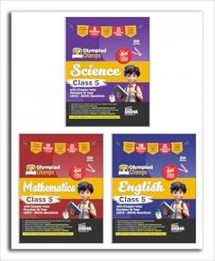 Disha Olympiad Champs Science Mathematics English Class 5 with Past Questions 5th Edition (set of 3 books)