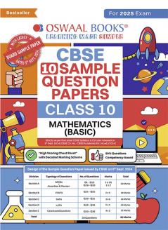 Oswaal CBSE Sample Question Papers Class 10 Mathematics Basic Book (For 2025 Exam)