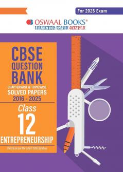 Oswaal CBSE Question Bank Chapterwise and Topicwise SOLVED PAPERS Class 12 Entrepreneurship For Exam 2026
