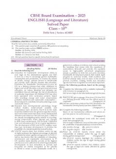 Oswaal CBSE Question Bank Chapterwise and Topicwise SOLVED PAPERS Class 10 ENGLISH LANGUAGE & LITERATURE For Exam 2026