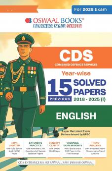 Oswaal CDS (Combined Defence Services) 15 Solved Papers Year-wise 2018-2025 (I) | English | For 2025 Exam