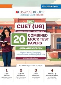 Oswaal NTA CUET(UG) 20 Combined Mock Test Papers Humanities For 2026 Exam