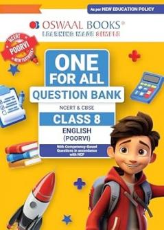 Oswaal NCERT & CBSE One For All Question Bank English (Poorvi) For Class 8 with Competency-based Questions | Updated As Per NCF For Latest Exam