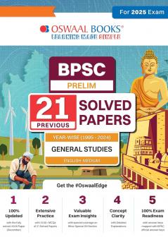 Oswaal BPSC Prelims 21 Previous Years' solved papers (1995-2024) General Studies | English Medium (for 2025 Exam)