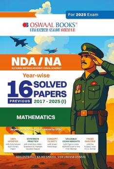 Oswaal NDA-NA (NATIONAL DEFENCE ACADEMY/NAVAL ACADEMY) 16 Previous Solved Papers| Year-wise 2017-2025 (I) | Mathematics | For 2025 Exam