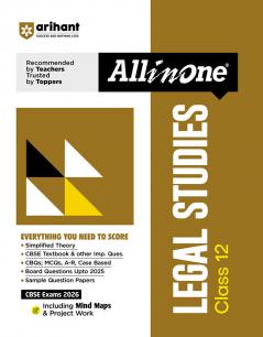 CBSE All in One Legal  Studies  Class 12 Exam 2025-26 | Simplified Theory, Topic & Chapter Exercises, Exam Pattern Questions, CBQs, MCQs, A-R,  Case Based with Sample Question Papers | Including Mind Map & Practical Work