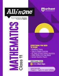 CBSE All in One Mathematics Class 11 Exam 2025-26 | CBQs MCQs A-R Case Based Sample Question Papers | Included Mind Maps