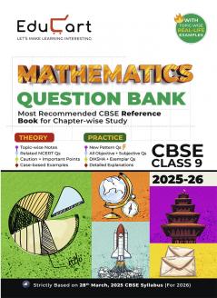 Educart CBSE Question Bank Class 9 Mathematics 2025-26 on new Syllabus 2026 (Most Recommended NCERT based Reference Book)