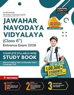 Examcart Jawahar Navodaya Vidyalaya (JNV) Class 6th Complete Study Guidebook with 2800+ Questions & Solved Paper for Entrance Exam 2026 (English Medium)