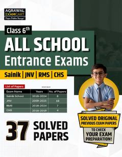 Examcart Class 6th All School Entrance Exams Book | 37 Solved Papers | Sainik School Navodaya Vidyalaya Central Hindu School NMMS | Previous Year Papers with Answers | English Medium