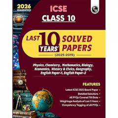 PW ICSE Class 10 PYQs - Past 10 Years Solved Papers (2025-2015) For 2026 Exams | Physics Chemistry Maths Biology Economics History & Civics Geography English Paper 1 English Paper 2