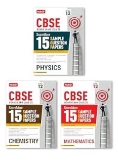 MTG CBSE Class 12 ScoreMore 15 Sample Papers Physics Chemistry & Mathematics Books For 2025-2026 Board Exam (Set of 3) | Chapter-wise Competency-Based Questions (CBQs) | Based on Latest CBSE Pattern & Syllabus