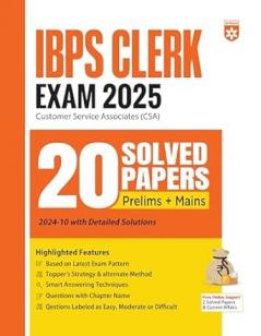 IBPS Clerk Exam 2025 (20 Solved Papers Prelims + Mains )
