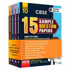 PW CBSE 15 Sample Question Papers Class 10 Science Maths (Standard) English & Social Science Combo Set of 4 Books For 2026 Board Exam (As Per Latest SQP Dated 30 July 2025)