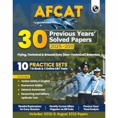 PW 30 AFCAT Previous Years' Solved Papers (2025 - 2011) with August 2025 Paper For Flying Technical & Ground Duty (Non-Technical) Branches 2026 Exam | PYQs | 10 Practice Sets