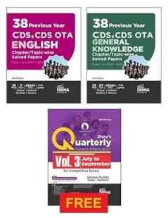 Disha Combo (3 Books) 38 Topic-wise CDS OTA English & General Knowledge Previous Year Solved Papers (2007 - 2025) Phase I & II with Free Quarterly Magazine Issue - 4th Edition | Question Bank