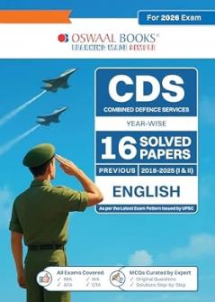 Oswaal CDS (Combined Defence Services) 16 Solved Papers Year-wise 2018-2025 (I & II) | English