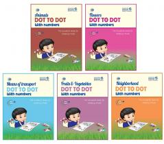SBB Kindergarten Dot to Dot Activity Book Box [Set of 5 Books] [Animal Flower Transport Neighborhood Fruits & Vegetables]