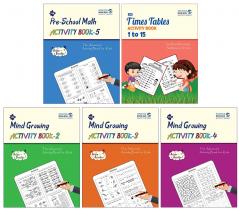 SBB Kindergarten Activity Book Box [Set of 5 Books] [Maize Pattern Matching ClockPuzzle Play with Alphabets Search Word Object Recognition & Math Activity]