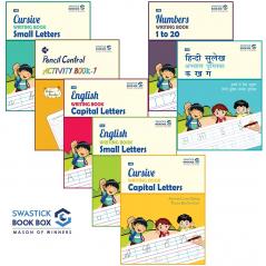 SBB Kindergarten Writing Book Box [Set of 7 Books] [Pencil Control Small & Capital Letter Small & Capital Cursive Writing Numbers Hindi Sulekh Abhyas Pustika]