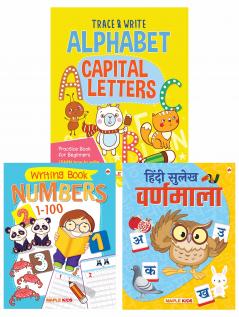 Writing Book Set - Alphabet Capital Letters Hindi Varnmala Numbers 1-100