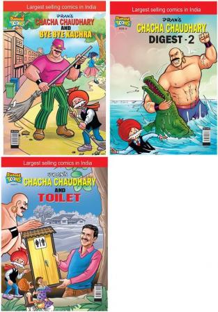 Chacha  Choudhary & Bye Bye Kachra+Chacha Chaudhary Digest-2+Chacha Choudhary & Toilet