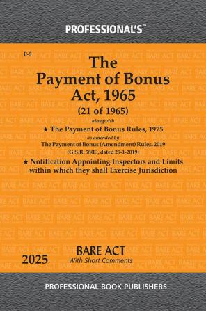 Payment of Bonus Act 1965 alongwith Payment of Bonus Rules 1975