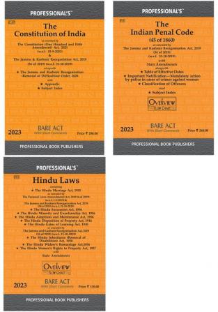 Combo Bare Acts Constitution of India Hindu Laws Indian Penal Code