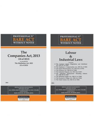 Combo of Labour & Industrial Laws (Containing 9 Acts) Companies Act 2013 Bare Acts without Notes for All India Bar Exams AIBE and other competitive examinations