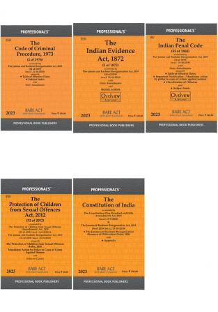 Combo of 5 Essential Bare Acts on Criminal Laws including Constitution - Code on Criminal ProcedureIndian Penal CodeIndian Evidence ActConstitution of IndiaPOCSO