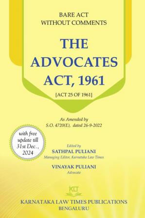 The Advocates Act,1961- Bare Acts Without Comments