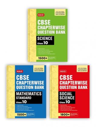 MTG CBSE Class 10 Chapterwise Question Bank Science Mathematics Standard & Social-Science For 2025 Board Exam (Set of 3 Books) | As Per Latest CBSE Syllabus & Rationalised NCERT Pattern