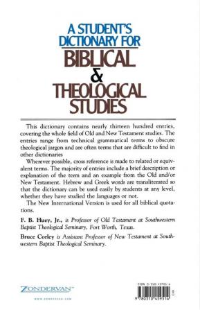 A Student's Dictionary for Biblical and Theological Studies: A Handbook of Special and Technical Terms